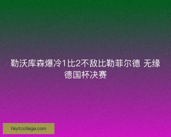 勒沃库森爆冷1比2不敌比勒菲尔德 无缘德国杯决赛